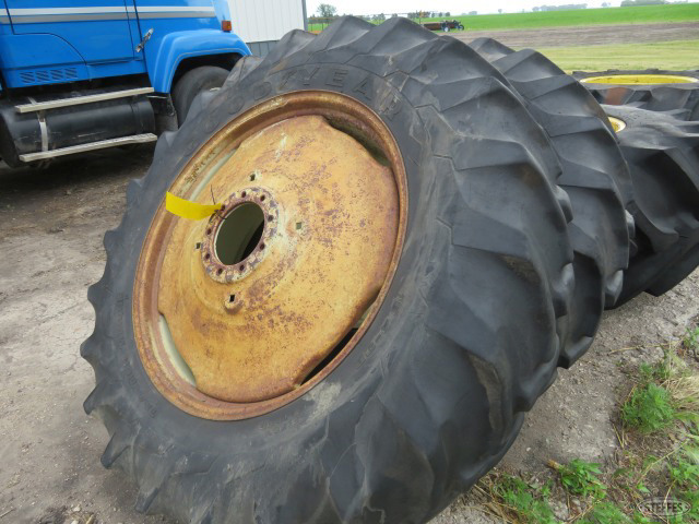 (2) 18.4x38 tires on 9-bolt rims
